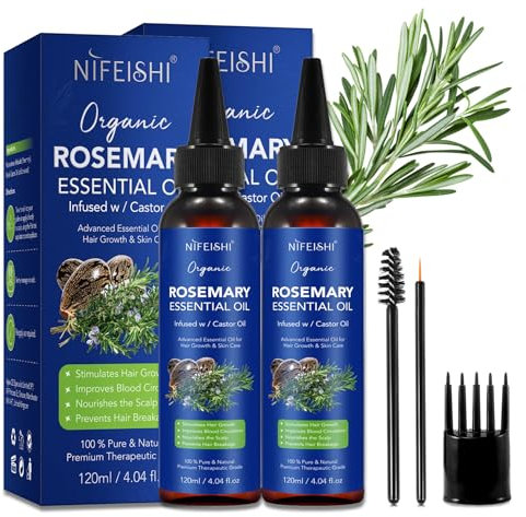 P-Beauty 2x Rosmarinöl & Rizinusöl Haarwachstum & Hautpflege - Ätherisches Öl 120ml - Haaröl, Hautöl - Gesichtspflege, Kopfhautpflege, Haarpflege - Feuchtigkeitsspendend, Anti-Schuppen - Stärkt Haare