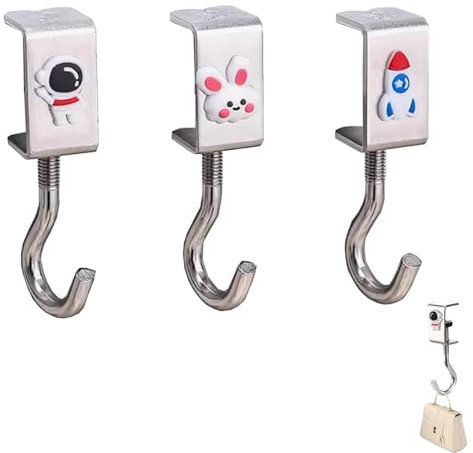 3 Stück Taschenhaken, Taschenhalter, Taschenhalter für Tisch, Schreibtischhaken, Taschenhaken für Tisch, Verstellbar und Drehbar Tischkantenhaken, Taschen Haken für Tische, Rucksack, Halsbändern