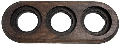 Base de madera triple nogal para interruptores/desviadores y enchufes