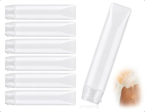 AOYEGIC 6 Stück Reiseflaschen Set,Transparent Nachfüllbare Kosmetik Behälter,Kosmetikflaschen zum befüllen,Leere Röhrchen Reisebehälter,Travel Bottles,Flüssigkeitsbehälter,für Shampoo Duschgel(50 ml)