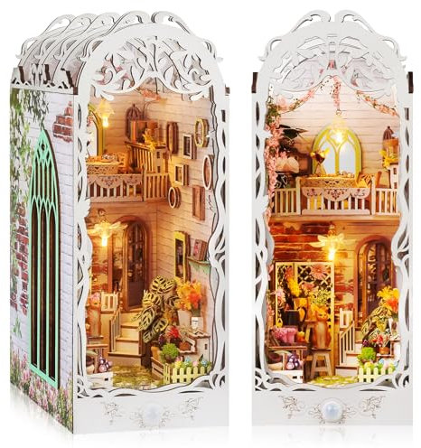 DIY Book Nook Kit_Maison de poupée en Bois Kit Maison Miniature avec Meubles et lumière LED, Serre 3D Puzzle en Bois Booknooks, modèles pour 14 Ans+ Cadeaux créatifs,Fleuriste