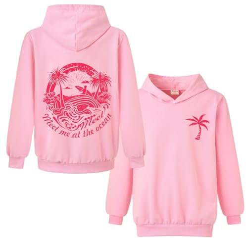 Xpialong Gifts Pink Hoodie Palm Boys Girls Pullovers Hoodies Children's Tops Jumper (Pink,9-10 Years,9 Years,10 Years)