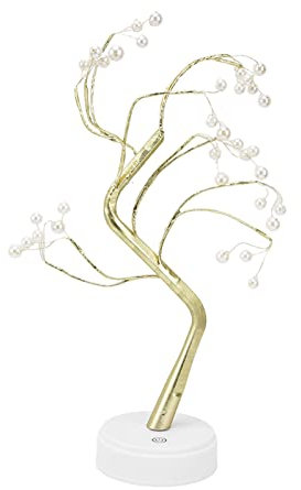 Fafeicy Tabletop Bonsai Tree Lampe Verstellbarer Sicheres Gebrauch Stabiles Nachtlicht mit Kupferdraht -USB -Kabel für Home Christmas Office (36L perlwarmes Licht)