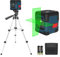 Livella laser con Aggiornato Treppiede,RockSeed Verde Croce Livella Laser a Punti Orizzontali e Verticali Livella Laser Autolivellante con Modalità Manuale/Autolivellante IP54