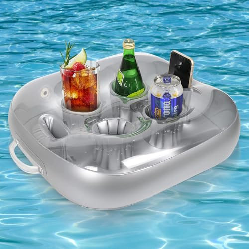 Getränkehalter Pool, 6 Löcher Aufblasbarer Getränkehalter, Inflatable Drink Holder, Schwimmender Bierhalter, Poolbar Aufblasbar Große Kapazität Floating Coasters für Sommer Schwimmbad Party