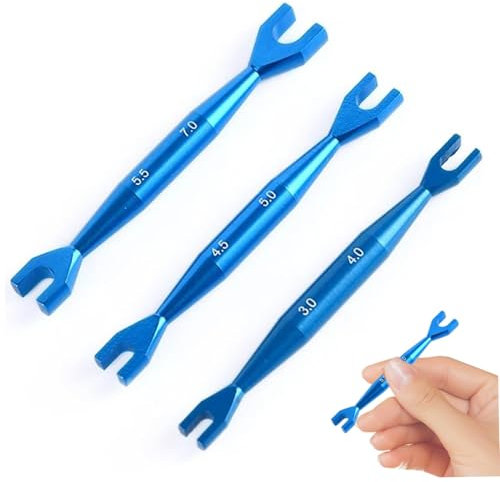 RC Turnbuckle Wrench, Small Wrench Set(3Pcs), 3-4mm 4.5-5mm 5.5-7mm Double End Alloy Turnbuckle Wrench, Spanner Open End Small Wrench Set Repair Tool for RC Crawler Car