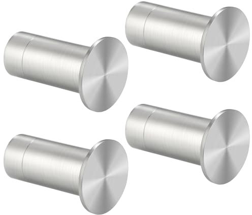 SAYAYO 4PCS Coat Hooks Screw-in Bathroom Towel Robe Hook, SUS304 Stainless Steel Heavy Duty Door Hanger Hat Clothes Closet Sponges Holder for Kitchen Home, Brushed Nickel Finished