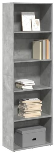 WRJENFSC Libreria Grigio Cemento 60x30x189 cm in Legno Multistrato Libreria Colonna Libreria Da Parete Libreria Verticale Libreria Angolare Da Terra per Ufficio Ingresso Soggiorno Camera Da Letto