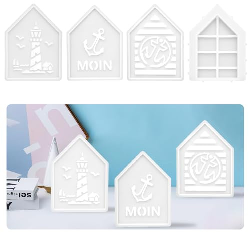 Luxoraiova Silikonformen Gießformen Häuser, 4 Stück Silikonform Haus, 3D Gießformen Häuser für DIY Kerzenhalter Weihnachtsdeko Handwerk