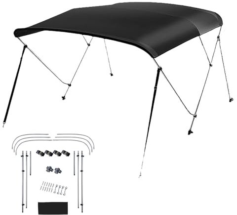Toldos para Barco de 3 Arcos, Toldo Bimini Top para Barcos de Poliéster 650D, Herrajes Negros de Repuesto, Impermeable y con Parasol, Marco de Aluminio Inoxidable, Múltiples Opciones de Tamaño(183x117