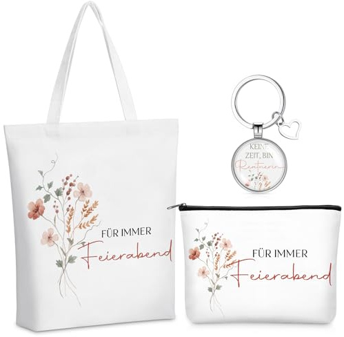 Clabby 3-Teiliges Renteneintritt Geschenkset für Damen | Ruhestandsgeschenk für Frauen, Enthält Rentner Tasche, Kosmetiktasche, Schlüsselanhänger, Zum Pensionierung Abschied