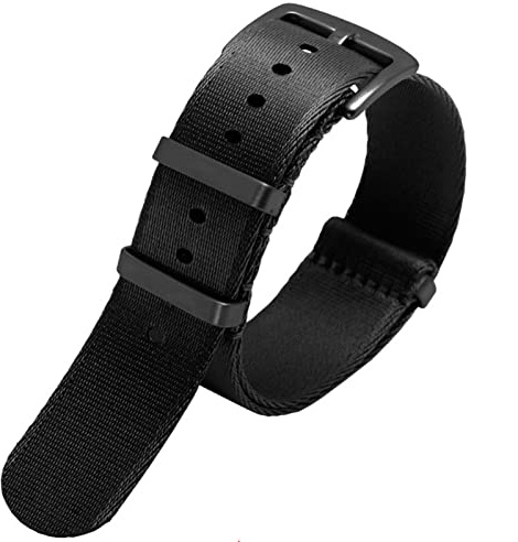 FACDEM Hochwertiges 20 mm 22 mm Sicherheitsgurt-Uhrenarmband aus Nylon für Seiko Mido 007 James Bond Militär-gestreifte Ersatz-Herrenuhr, 22 mm