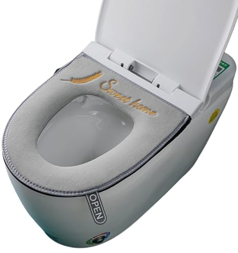 Comioke Toilet Seat Cushion, Toilet Seat Cover Pad with Handle with Zipperand, Washable, Soft & Thicker - Grey