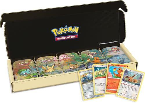 Pokémon TCG: Kanto Friends Mini Tin 5-Pack Bundle (10 Booster Packs, 5 Coins, 5 Art Cards)