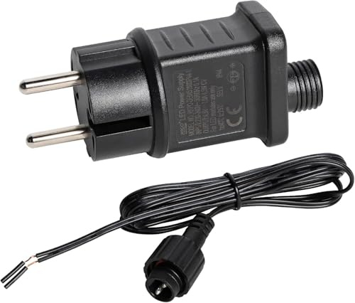 4.5V Lichterkette Netzteil Adapter, LED Lichterketten Adapter Stecker mit 2-Meter-Verlängerungskabel, IP44 Wasserdicht Transformator für Weihnachtsbeleuchtung