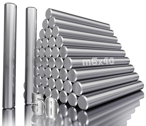 mawmuaw 50 Stück Regalbodenträger 6mm Bodenträger für Einlegeböden 6x40 mm | Regalstifte, Metallstift 6mm, Regalboden Stifte, Zylinderstifte, für Stifte, Möbelstifte, Schränke, Fachbodenträger