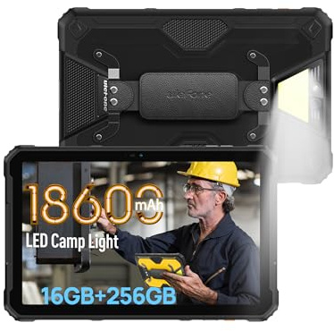 Ulefone Armor Pad 2 Outdoor Tablet 11 Zoll FHD+, Wasserdicht IP68/69K, 16GB+256GB/TF-2TB, 18600mAh/33W, 48MP+16MP Kamera, 750 LM LED Campinglampe, Android 13, 4G LTE Dual SIM/5G WiFi/NFC/GPS(Schwarz)