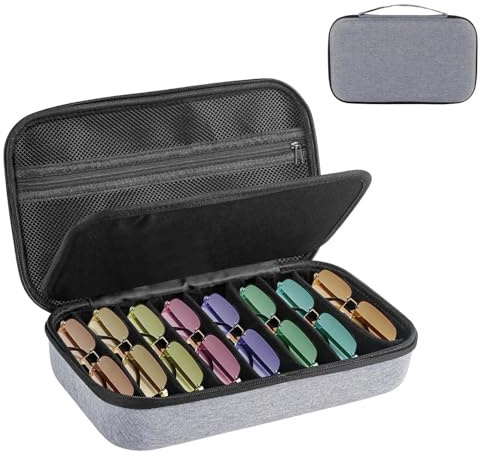 Eulihent Sunglasses Case Hard Shell Travel Sunglasses Organizer Portable Muliple Glasses Case for Travling with Adjustable Dividers Eyeglasses Storage Box for Men Women