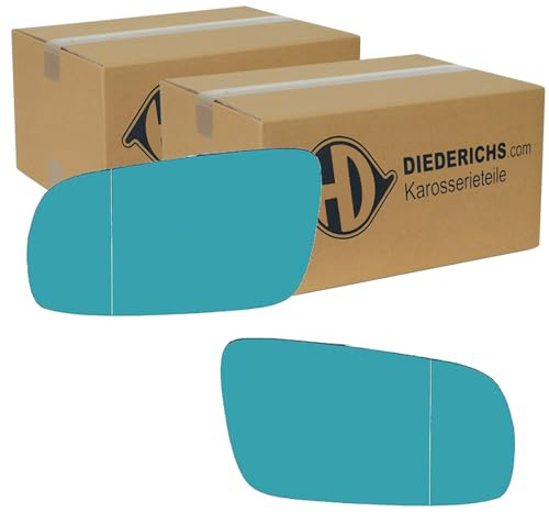 2X Diederichs Spiegelglas Beheizbar Blau links+rechts | 2213227 + 2213226 passend für Bora Golf 4