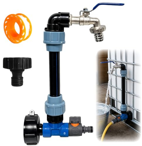 IBC Tank Schwanenhals 3/4 Auslaufhahn Set Regenfass Auslaufhahn IBC Tank | Zubehör Robustes Enthalten Hahn Un Schwanenhals Wasserhahn für Regenwassertank Wasserfaß Regenfass