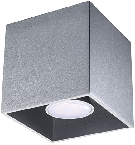 SOLLUX lighting Quad 1 Deckenleuchte mit Rechteckigem Schirm - Deckenleuchte Wohnnzimmer Pendelleuchte Esszimmer Lampe - Leuchte Küche aus Aluminium in Grau 10 x 10 x 10 cm