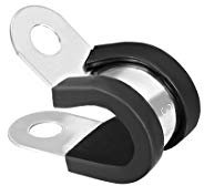 sourcing map 8Stk.6mm Edelstahl Gummi gepolsterte isolierte Klemme R Form Metall Klemme