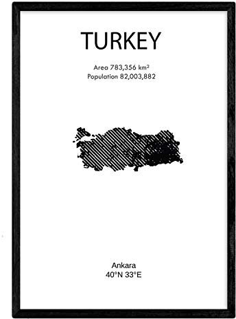Nacnic Poster Türkei. Blätter von Ländern und Kontinenten. A4-Format