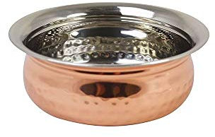 Hammered Copper Plated Stainless Steel Indian Handi Balti Dish/Handi Pot 15cm x 6.5cm (6) Light Weight. Sold by Chefline Ltd