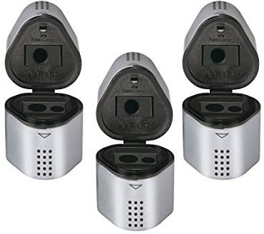 Faber-Castell Dosenspitzer Grip (3er-Pack) - Ergonomischer Dreiecksgriff - Spitz lange Spitzen - Maße: 45 x 62 x 42 mm - Für Stifte mit 8-10 mm Durchmesser - Schwarz