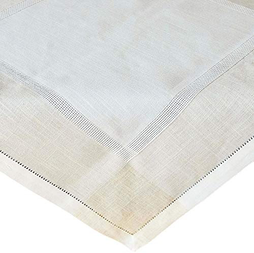 matches21 HOME & HOBBY Tischdecke ALMA 110 x 110 cm beige Leinenoptik mit Hohlsaum Landhausstil Polyester Leinen Mischung