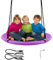 Costway Balançoire Nid d'Oiseau Ronde Ø 100CM, Charge Maximal 150KG, Balançoire Extérieure pour Enfants et Adultes, Hauteur Réglable de 100 à 160CM (Violet)