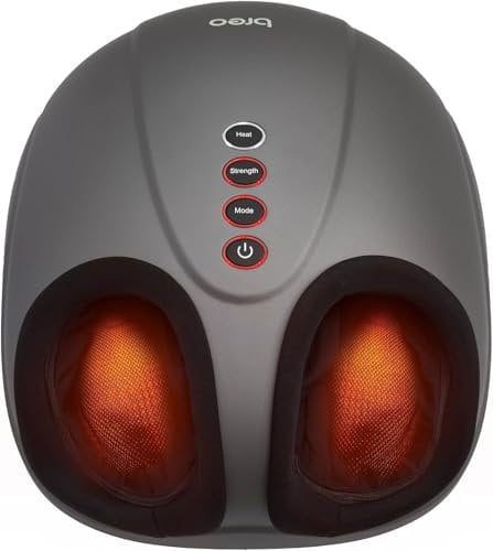 Breo Masseur Pieds Électrique, Appareil Shiatsu Avec Vibration & Chaleur, Pour Fasciite Plantaire et Circulation Sanguine, Jusqu'à la Pointure 46