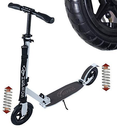 Hepros Air Fully Scooter 205mm Luftbereifung Cityroller Erwachsene Weiß Hybrid Keramik Radlager Farbe Carbon