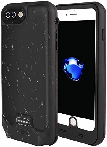 Coque de batterie étanche pour iPhone 8 Plus/7 Plus, prise jack 3,5 mm intégrée et protection d'écran, 4800 mAh, boîtier de chargeur portable entièrement scellé étanche pour iPhone Plus écran de 5,5