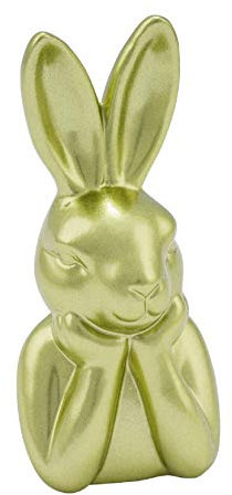 Dio putziger origineller Osterhase als Büste lustiger Hasenkopf als Osterdeko Keramik in hellgrün oder hell-Altrosa metallic (hellgrün metallic, groß)