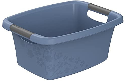 Rotho Flowers Wäschekorb 12l, Kunststoff (PP) BPA-frei, blau, 12l (39.5 x 29.4 x 17.5 cm)