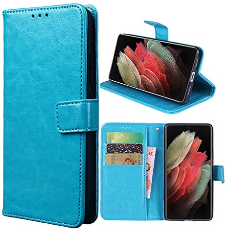 Hülle für Realme C21Y/C21 Schutzhülle lederhülle Leder Handy Hüllen, Flip Case Handytasche Tasche Handyhülle für Realme C21Y/C21, Blau