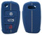 kwmobile Coque clé de Voiture Compatible avec Audi Clé 3-Touches Accessoire clé Voiture - Protection étui Souple en Silicone - Bleu foncé-Blanc