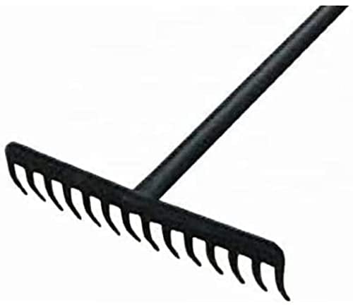 tradefirst 12 Teeth Garden Rake Heavy Duty Soil Rake, Carbon Steel Rake For Gardening, Garden Rakes Metal With Steel Handle, Gardening Tools _ Black(120 x 32 x 9 )cm