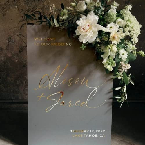 XFD Personalisierte Braut Und Bräutigam Name Aufkleber Willkommen Zu Die Hochzeit Aufkleber Vinyl Hochzeit Zeichen Party Decor Abnehmbare (42x24cm)