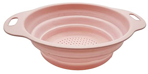 Scolapasta pieghevole, per uso alimentare, igienico e riutilizzabile, facile da usare, pulire e conservare (rosa)