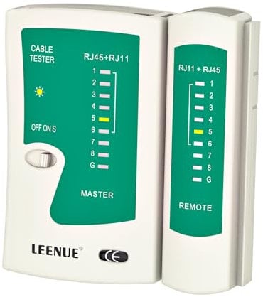 LEENUE Netzwerktester Kabeltester, Lan Tester POE, RJ45 Netzwerkkabel Tester, Netzwerk Testgerät für Cat7 Cat6A Cat6 Cat5 Lan Kabel und RJ11 Telefonkabel