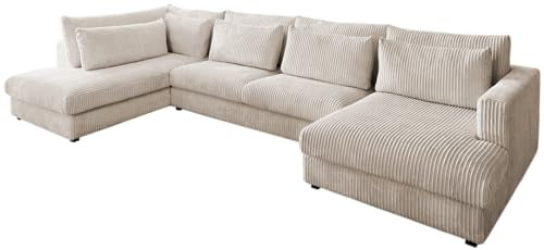 DELIFE Sofa Isla Cord Beige 430x225 Ottomane Links