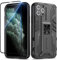 Btstring Case for iPhone 11 Pro and Screen Protector Tempered Glass, Heavy Duty Shockproof Tough Armour Case with Stand Protective Personalised Phone Cover - Black