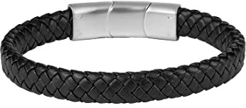 JACQUES LEMANS Herren-Armband Leder Schwarz S-B123A