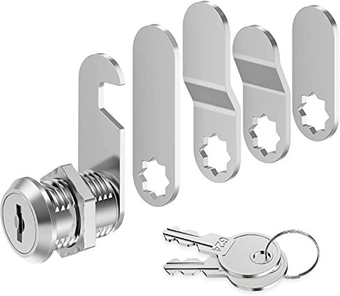 VOCIBO® Serrure de boîte aux lettres 20 mm - Livré avec 5 plaques de verrouillage différentes, serrure d'armoire, serrure de meubles, serrure à casier, serrure à levier pour boîtes aux lettres