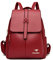 NICOLE & DORIS Rucksack Damen Klein Handtasche Rucksack Anti Diebstahl Wasserdichter Rucksäcke PU Leder Schulrucksack Cityrucksack Daypack für Reisen Freizeit Arbeit Rot