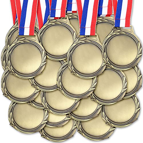 Sasylvia 60 Stück leere Auszeichnungsmedaillen mit Halsbändern, erstellen Sie Ihre eigenen Medaillen, Gewinner Medaillen, Teilnahme-Trophäe, Metall-Trophäe, Auszeichnung, Schule, Gastgeschenke
