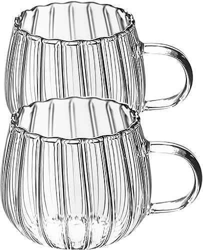 Luxshiny 2 Pièces Tasse À Café Avec Poignée Tasse De Boisson Claire Tasse De Citrouille En Verre Tasse À Boire En Verre Pour La Maison De Restaurant (350 Ml)