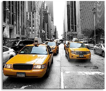 Cityverkehr New York Herdabdeckplatte & Spritzschutz aus Echtglas | Für Herd-Kochfelder | 60x52 cm